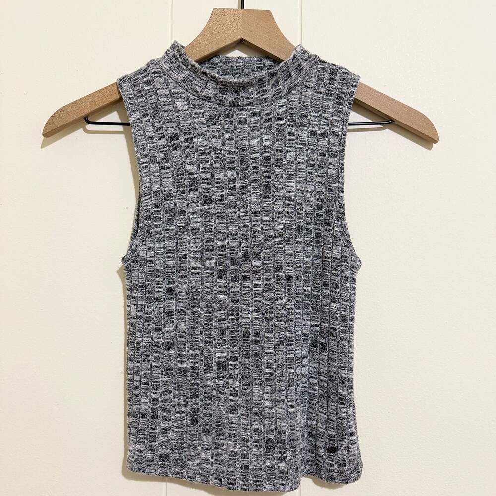 American Eagle AEO First Essentials Gray Ribbed Mock Neck Sleeveless Tank Top XS
